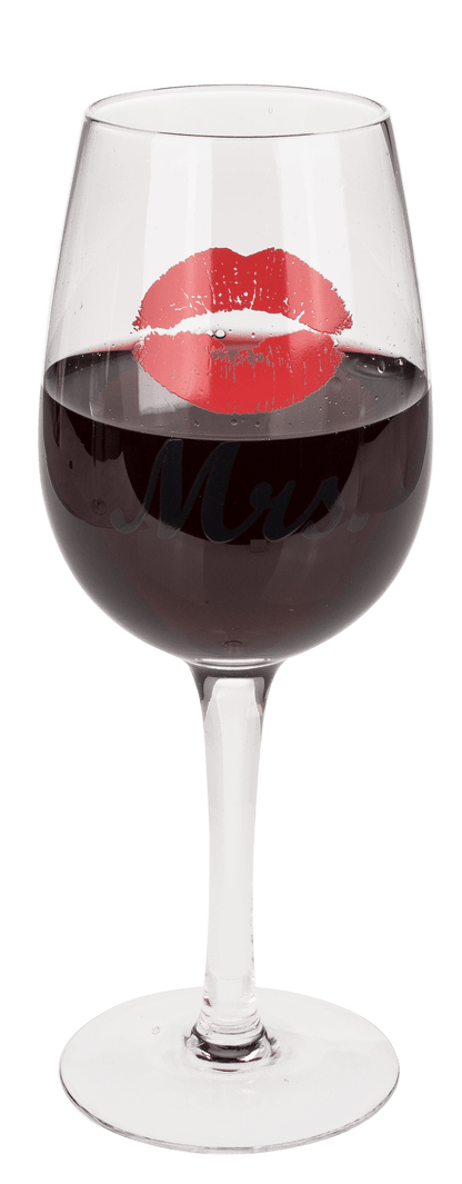 Wine glass with Kiss and Moustache decor for,