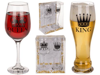 Drinking glass set, King & Queen,