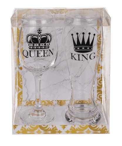 Drinking glass set, King & Queen,