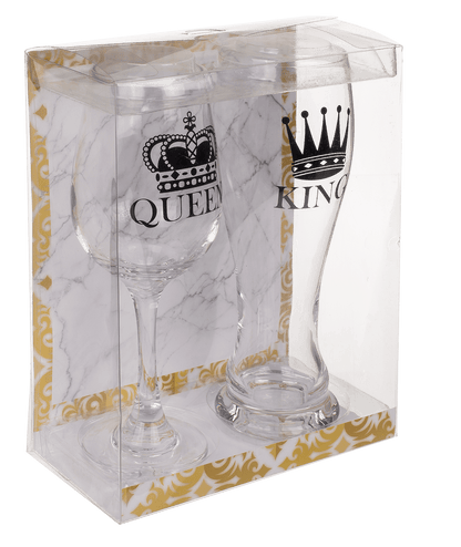 Drinking glass set, King & Queen,