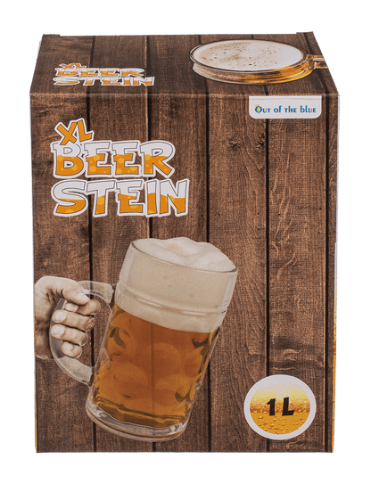 XL Glass Beer Stein, 10,5 x 20 cm,