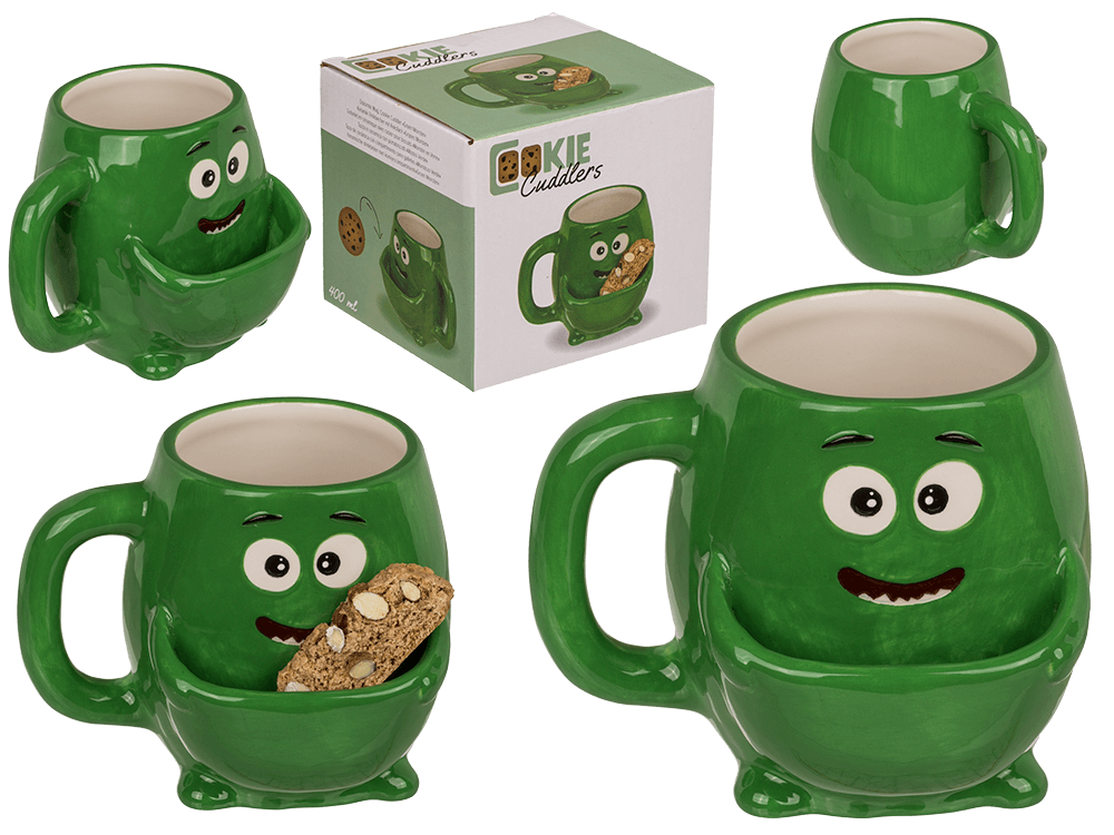 Dolomite Mug, Cookie Cuddler, green Monster,