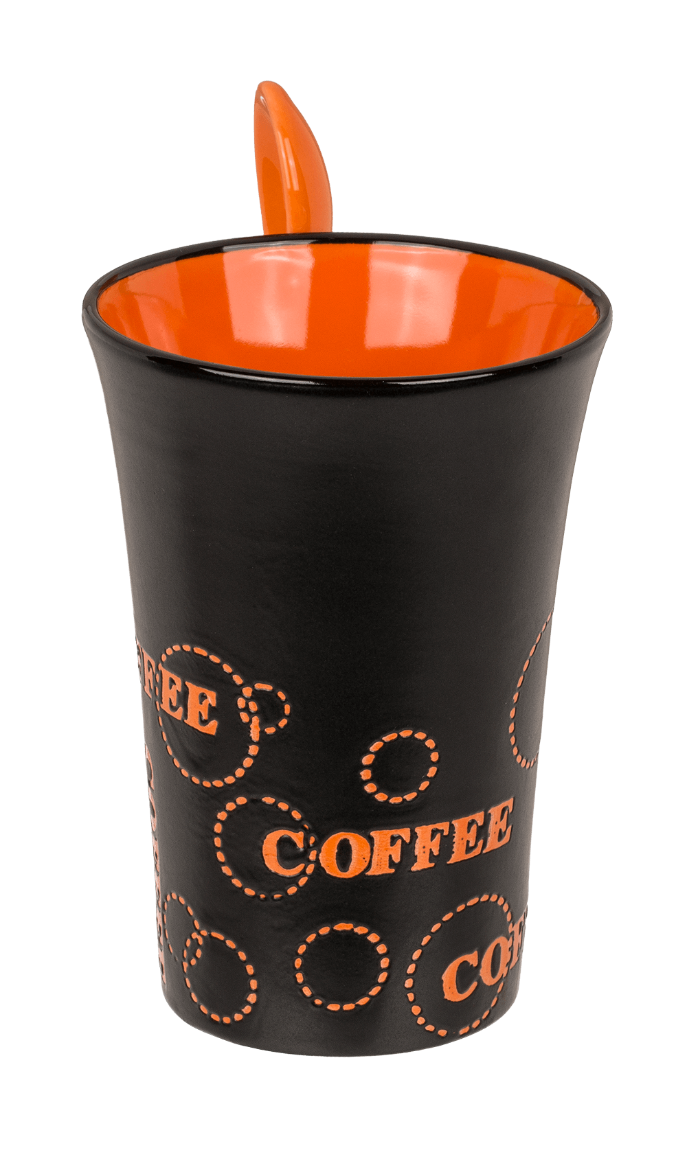 Black Ceramic Mug with spoon, Coffee,