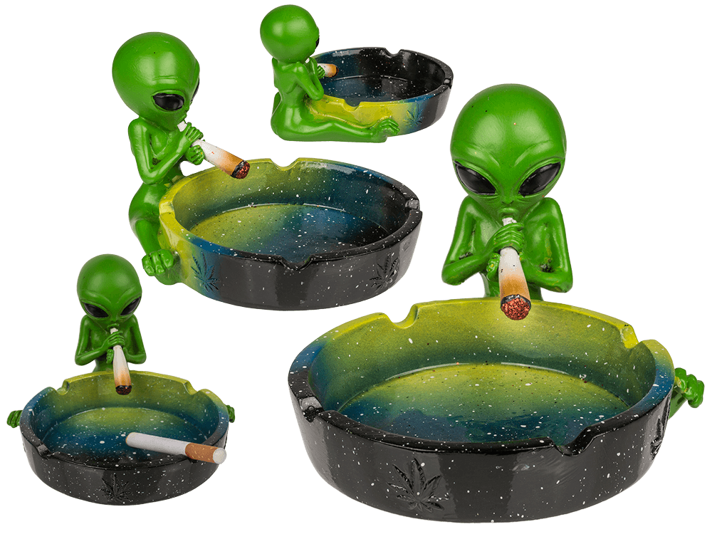 Ashtray, Alien with joint, ca. 15 cm,