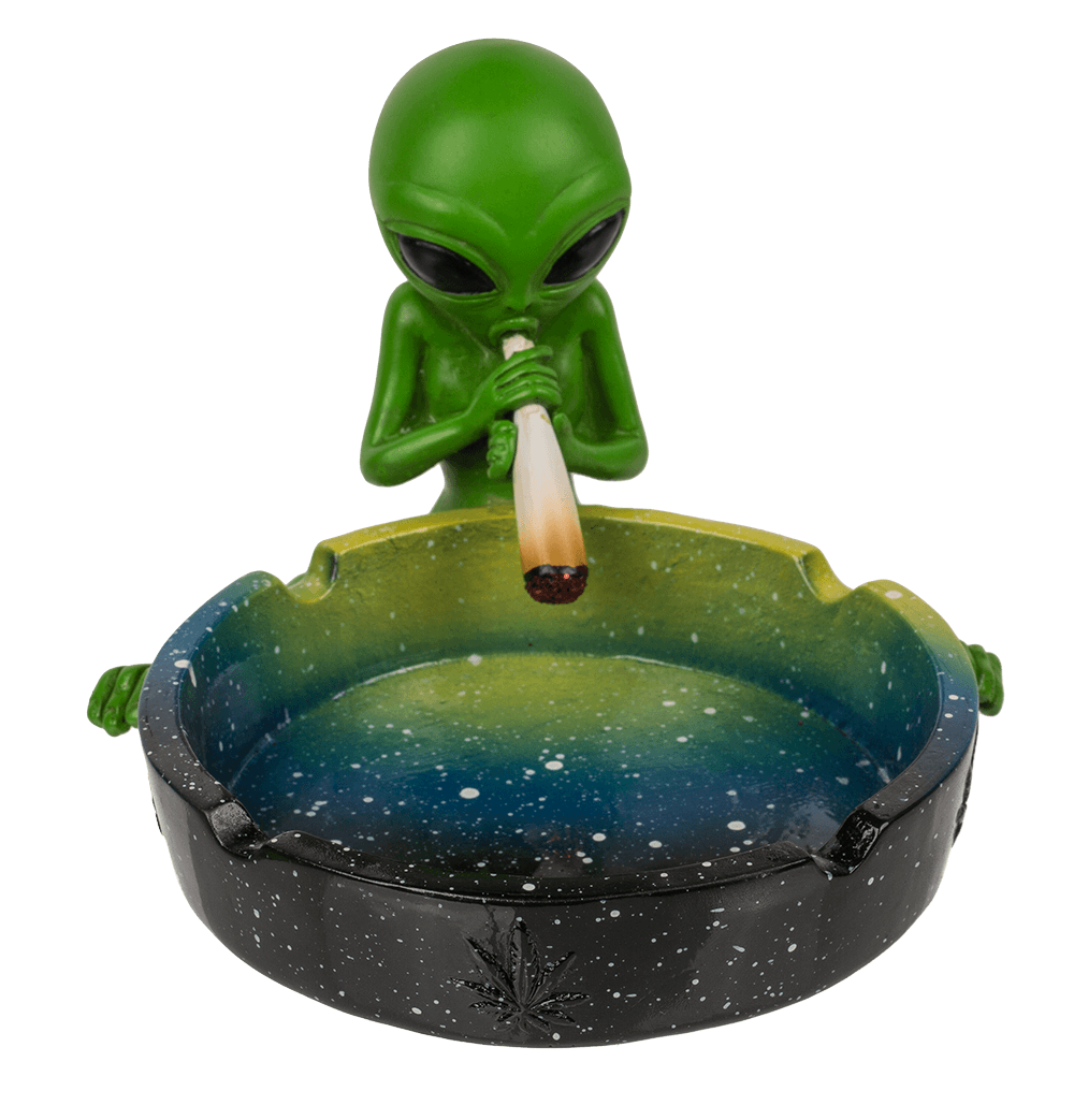 Ashtray, Alien with joint, ca. 15 cm,