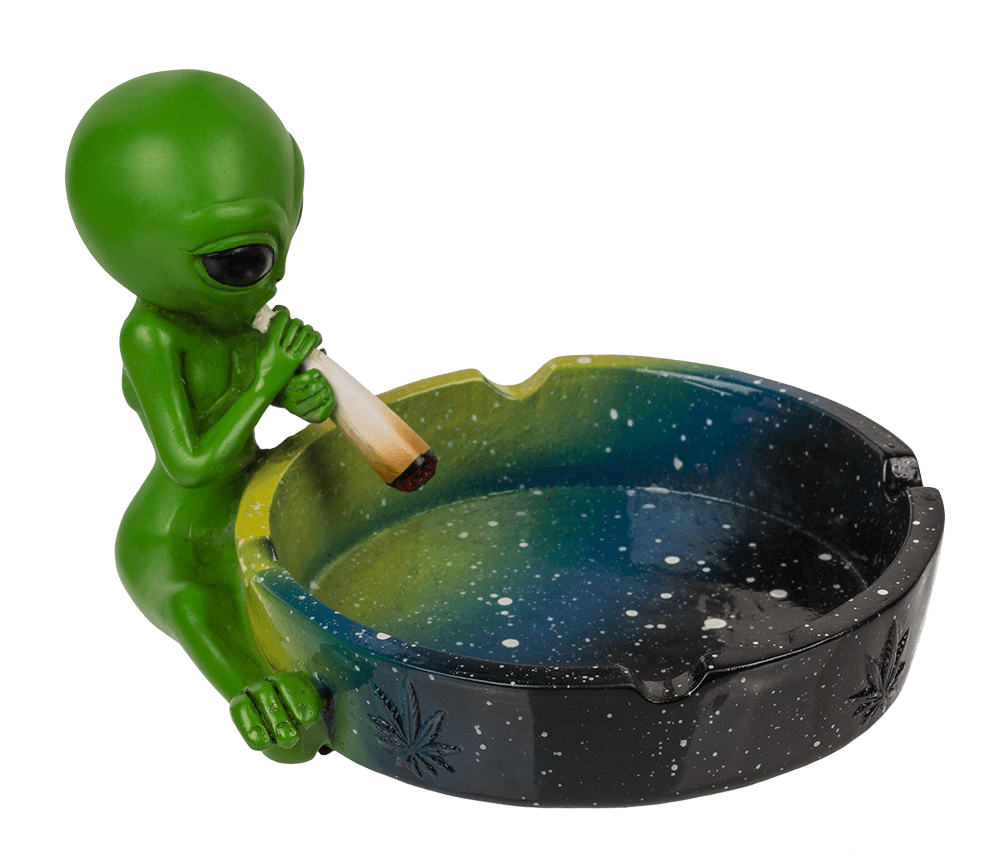Ashtray, Alien with joint, ca. 15 cm,