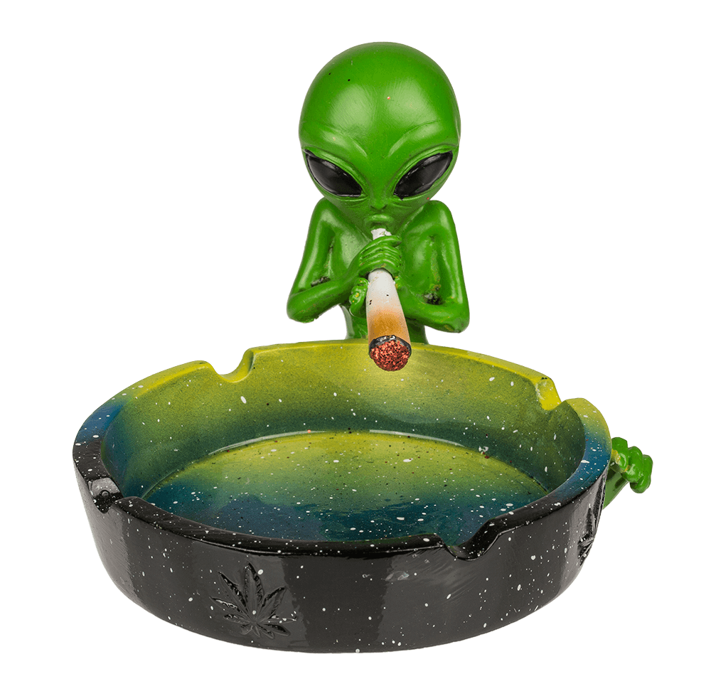 Ashtray, Alien with joint, ca. 15 cm,