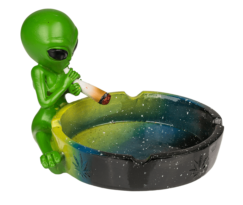 Ashtray, Alien with joint, ca. 15 cm,