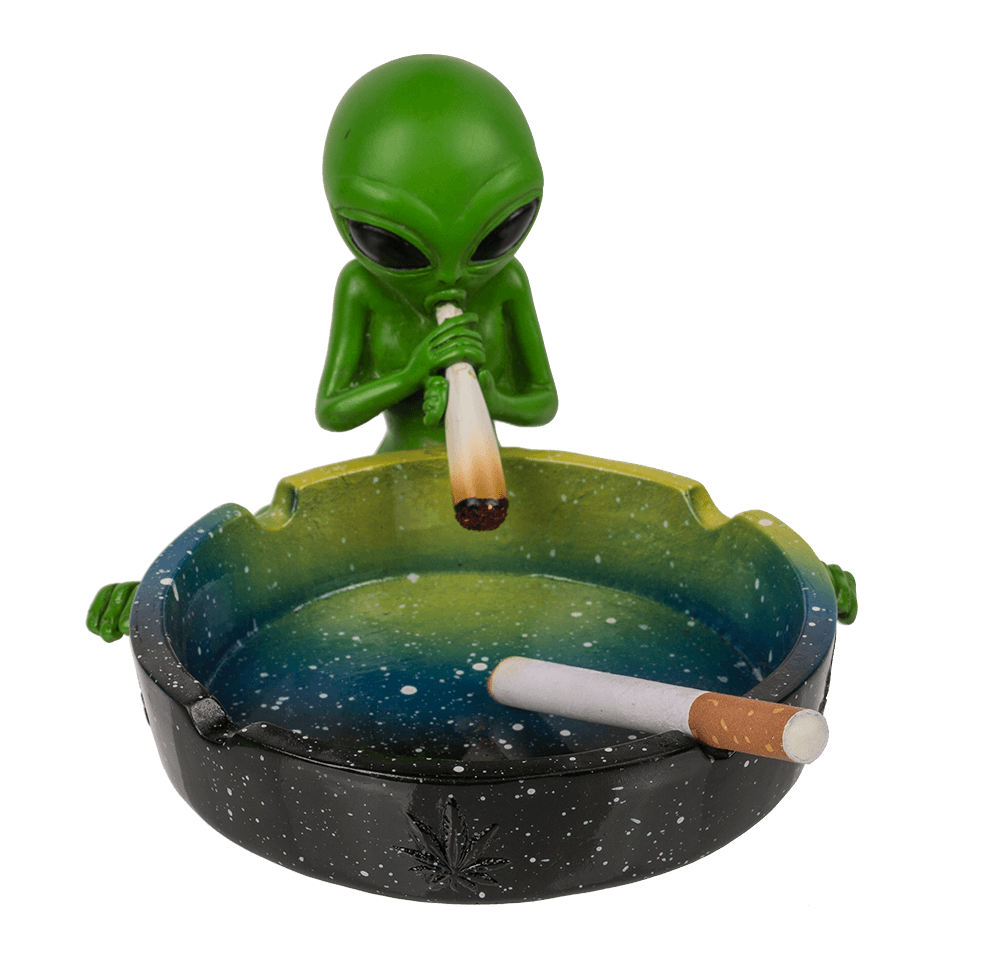 Ashtray, Alien with joint, ca. 15 cm,