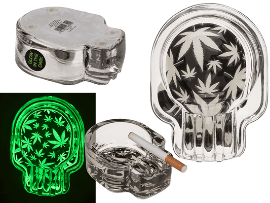 Glass ashtray, Cannabis Skull,