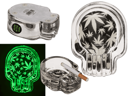 Glass ashtray, Cannabis Skull,