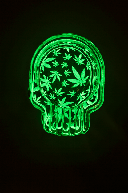 Glass ashtray, Cannabis Skull,