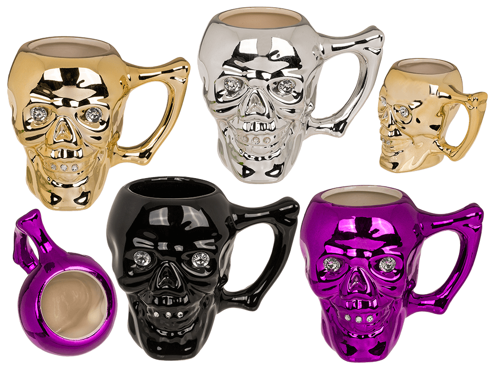 Mug, Skull with crystal stones,