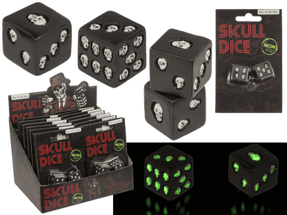 Dice, Skull, glow in the dark,