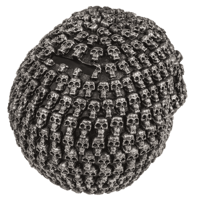 Money box with lock, Silver skull design,