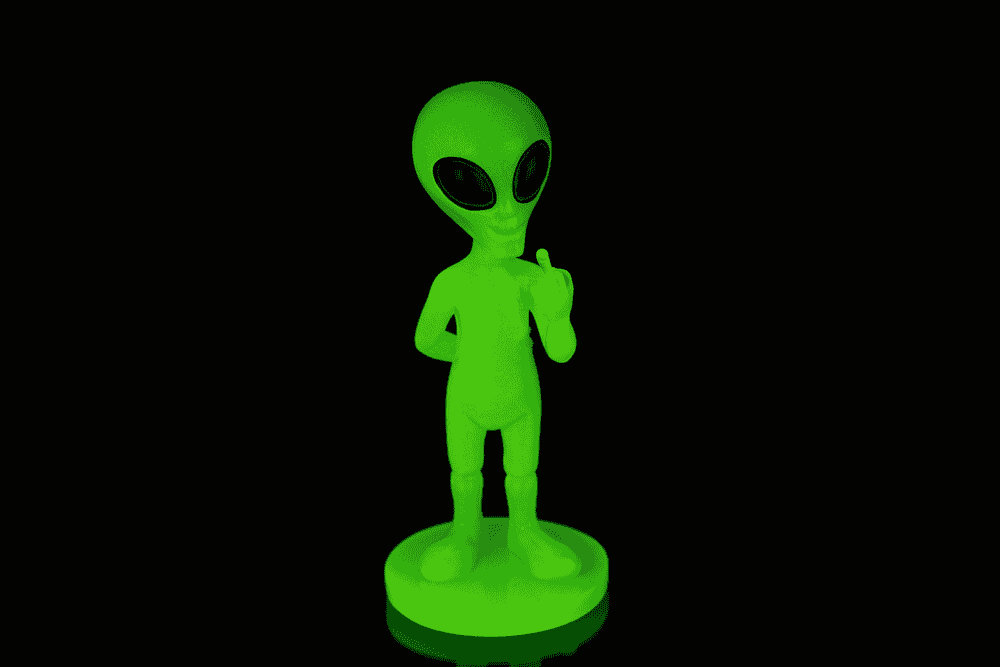 Alien, Glow in the dark;15.5 cm x 6.5 cm x 6.5 cm,