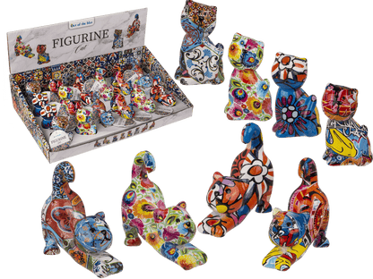 Polyresin figurine, Cat, 7 x 3.5 cm, 8 ass.,