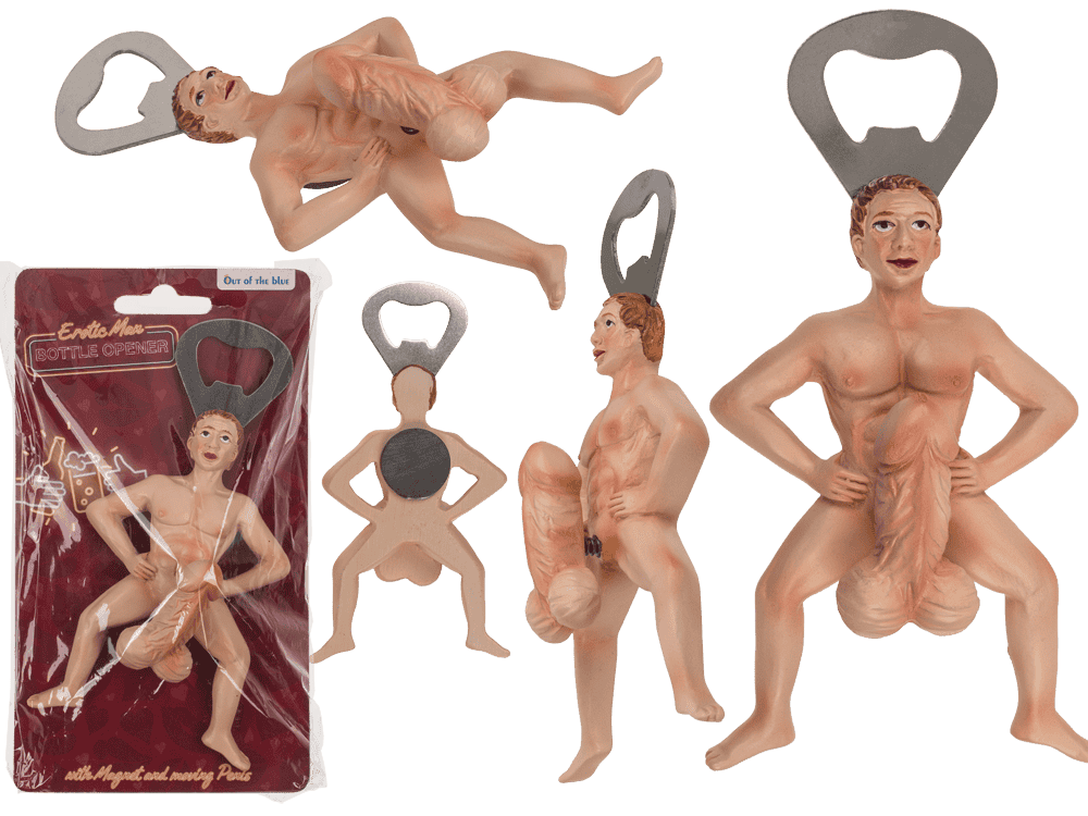 Metal bottle opener with magnet, Erotic man,