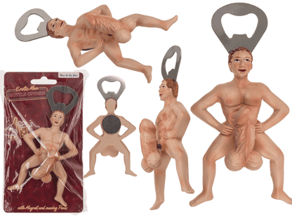 Metal bottle opener with magnet, Erotic man,