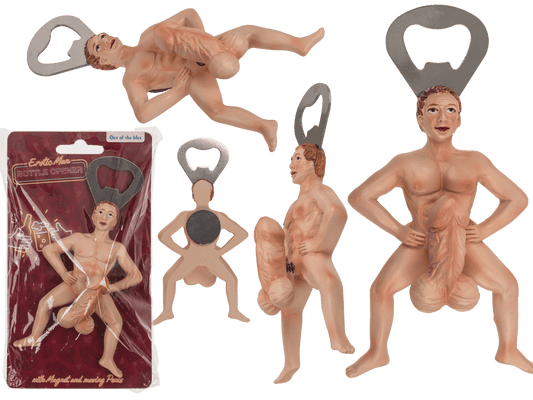 Metal bottle opener with magnet, Erotic man,