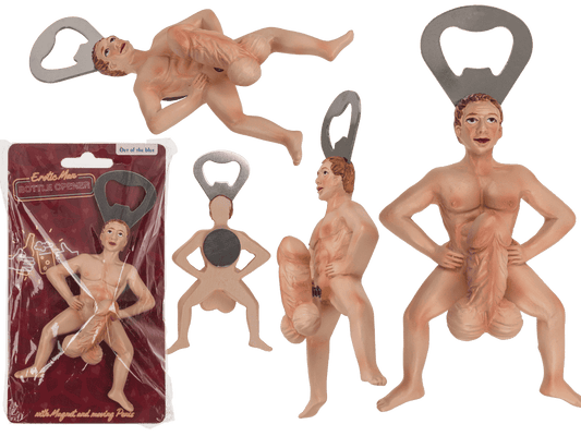 Metal bottle opener with magnet, Erotic man,