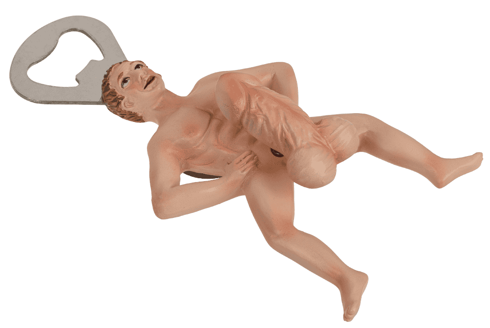 Metal bottle opener with magnet, Erotic man,