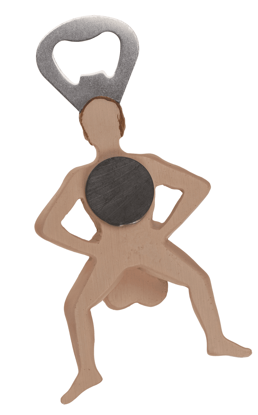 Metal bottle opener with magnet, Erotic man,