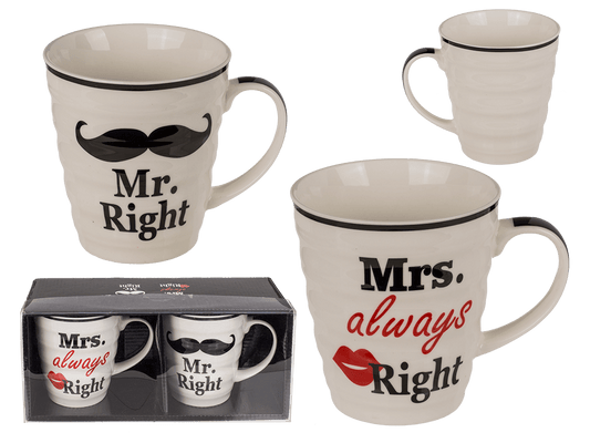 Porcelain mug, Mr Right & Mrs Always Right,