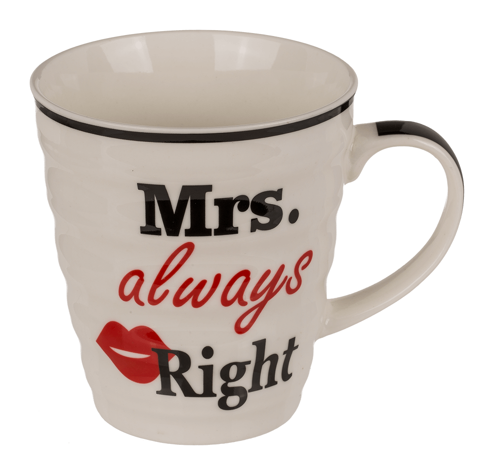 Porcelain mug, Mr Right & Mrs Always Right,