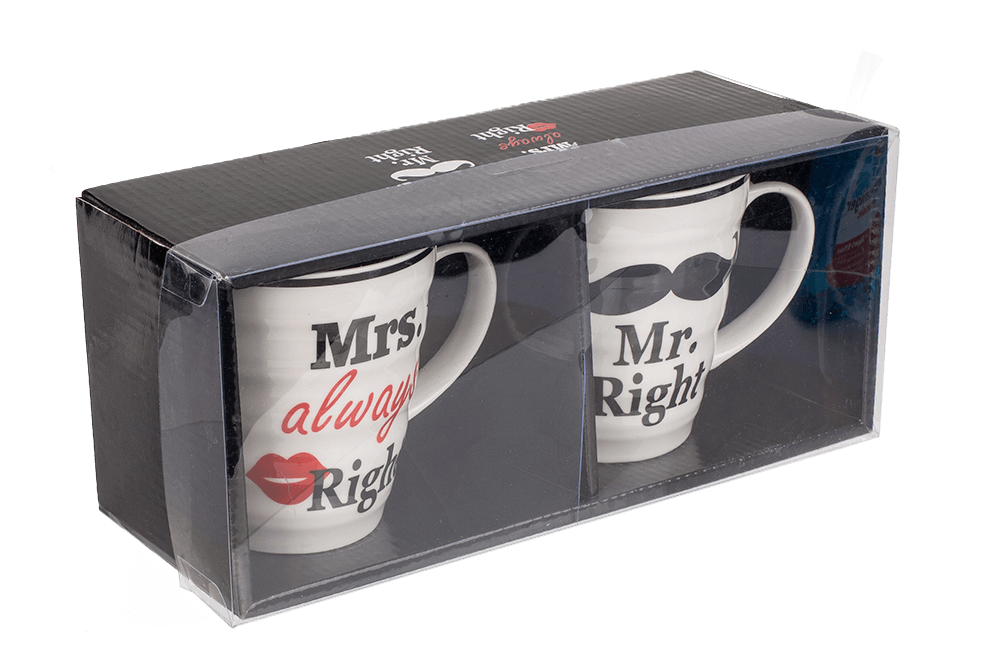 Porcelain mug, Mr Right & Mrs Always Right,