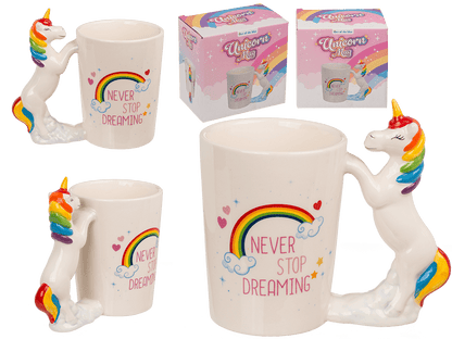 Mug with unicorn figurine handle,