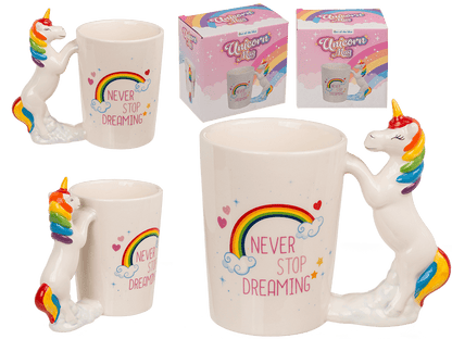 Mug with unicorn figurine handle,