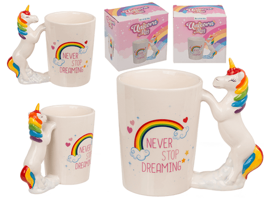 Mug with unicorn figurine handle,