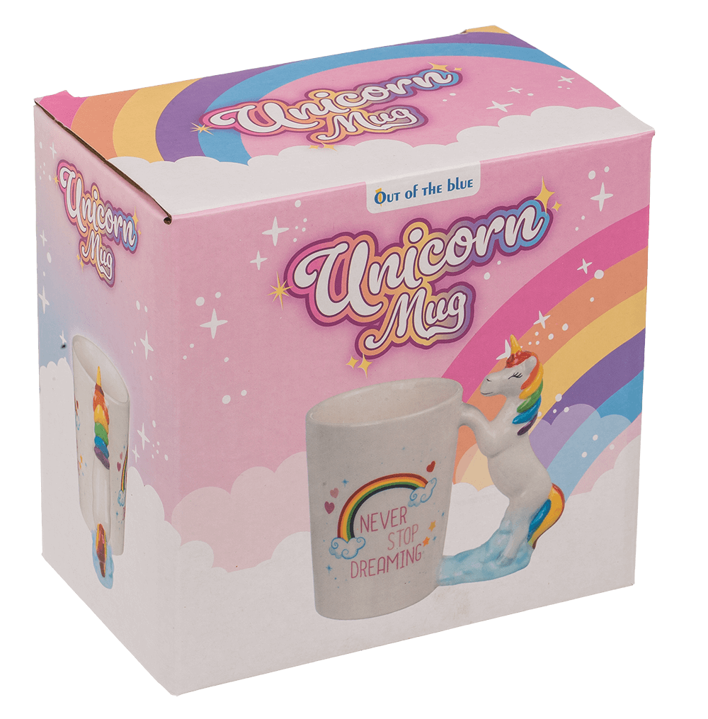 Mug with unicorn figurine handle,