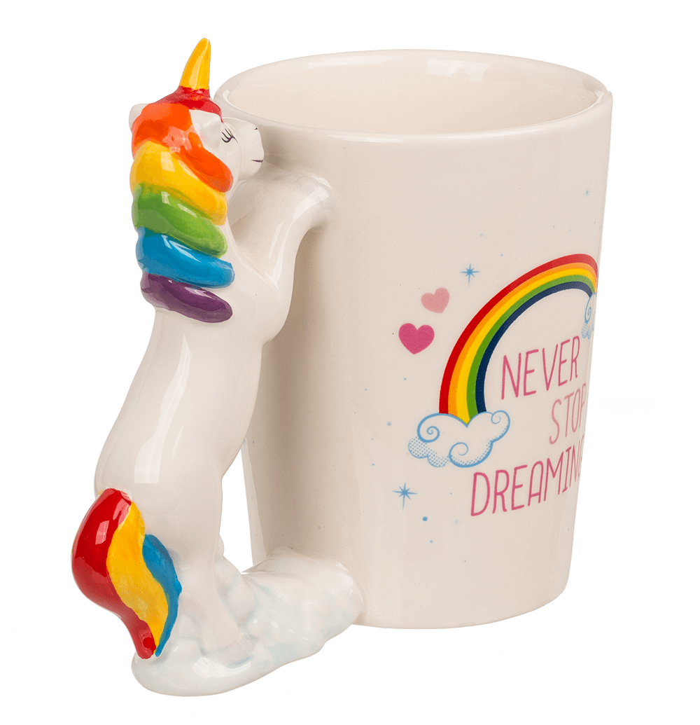 Mug with unicorn figurine handle,