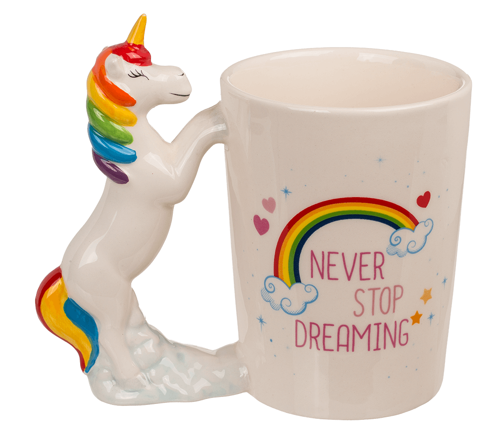 Mug with unicorn figurine handle,