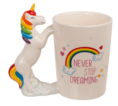 Mug with unicorn figurine handle,