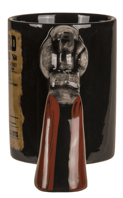 Ceramic mug, Wanted Poster with revolver handle,