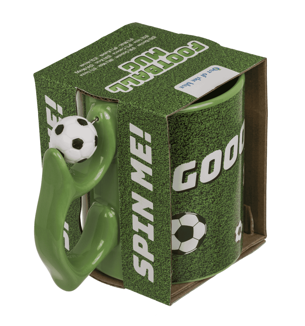 Mug, football, with spinner handle,