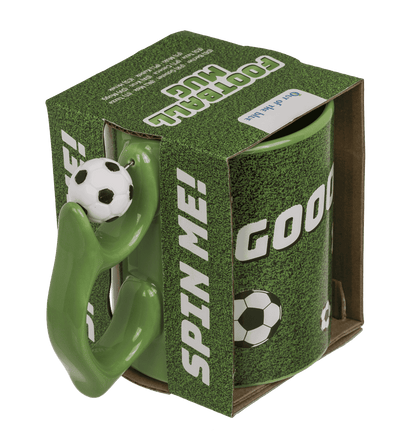 Mug, football, with spinner handle,