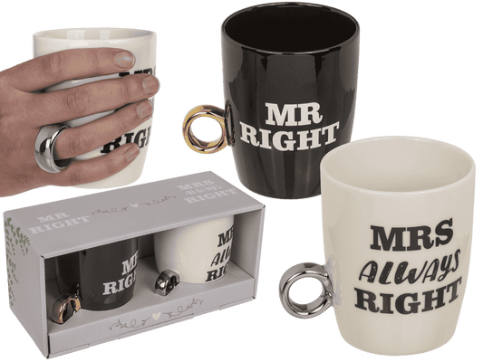 New bone China-mug, Mr Right & Mrs Always Right