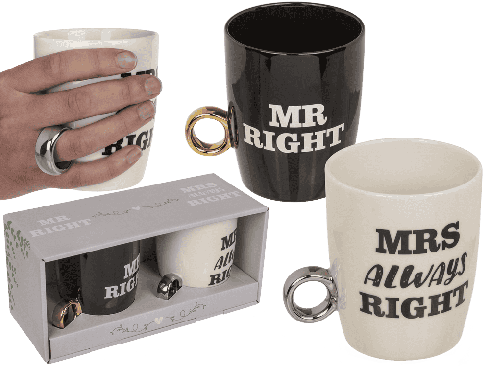 New bone China-mug, Mr Right & Mrs Always Right