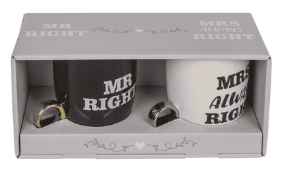 New bone China-mug, Mr Right & Mrs Always Right