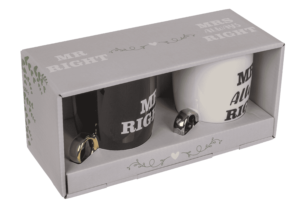 New bone China-mug, Mr Right & Mrs Always Right