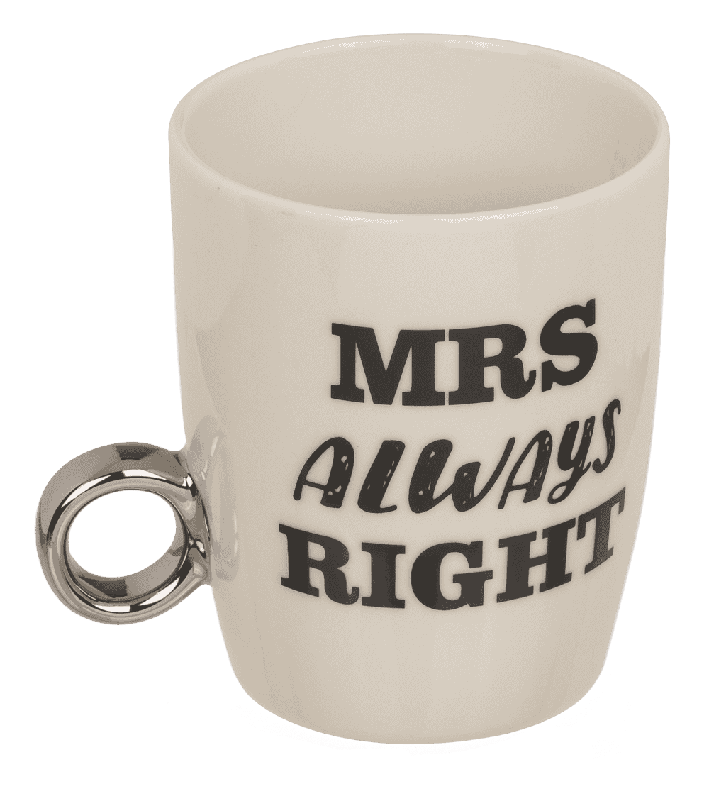 New bone China-mug, Mr Right & Mrs Always Right