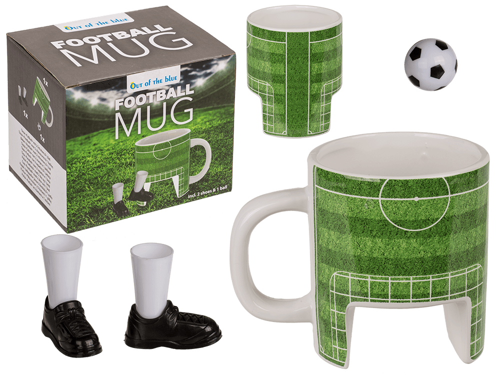 Mug, Football, incl. 2 shoes & 1 ball,