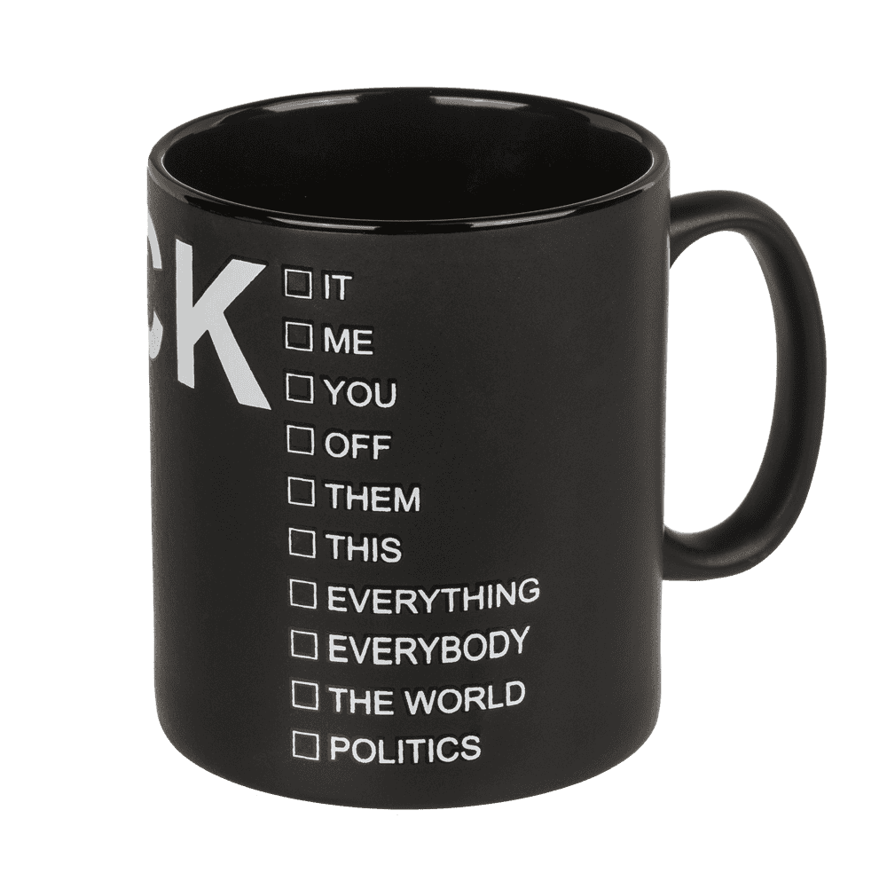 Black Mug, Fxxx, ca. 12,5 x 11 cm,