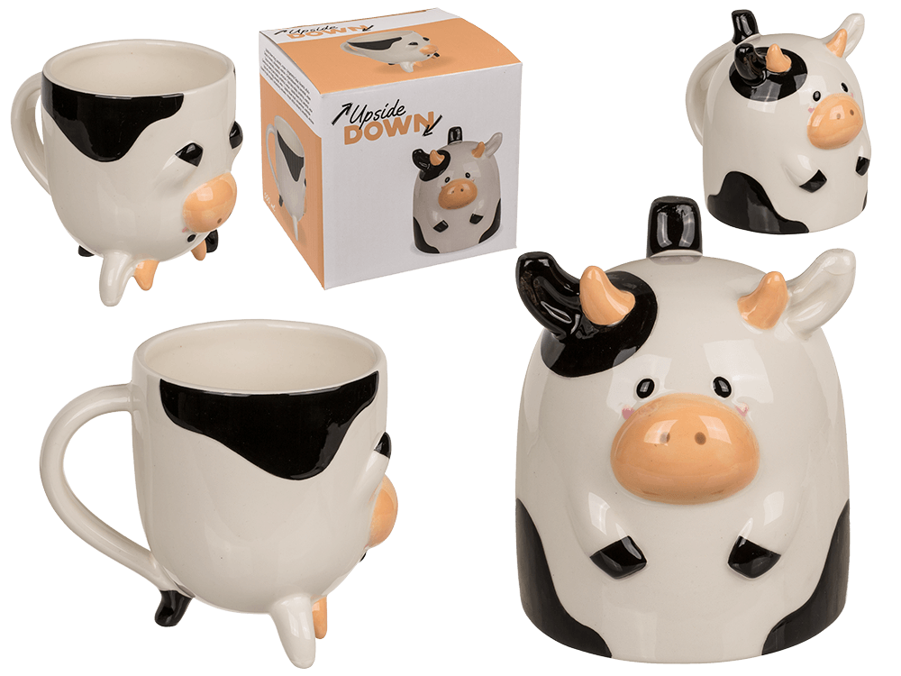 Upside Down Mug, Cow, ca. 12 x 14 cm, dolomite