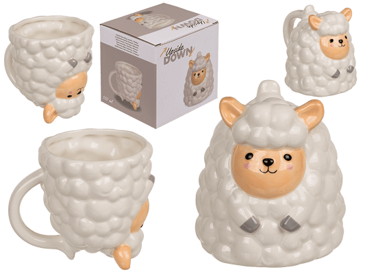 Upside Down Mug, Sheep, ca. 12 x 14 cm, dolomite
