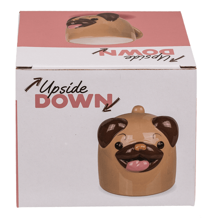 Upside Down Mug, Pug, ca. 12 x 14 cm, dolomite